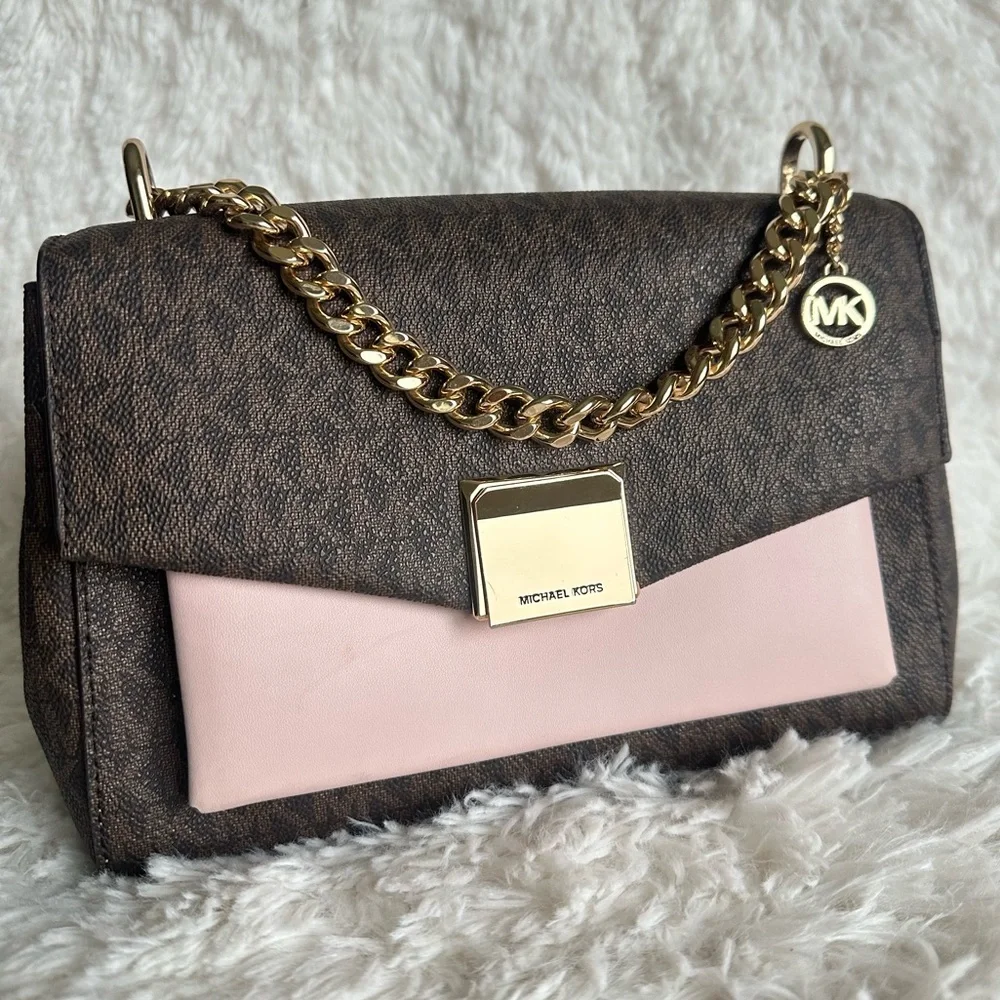 Michael Kors Lita Brown and Pink Crossbody Bag - Picture 5 of 13
